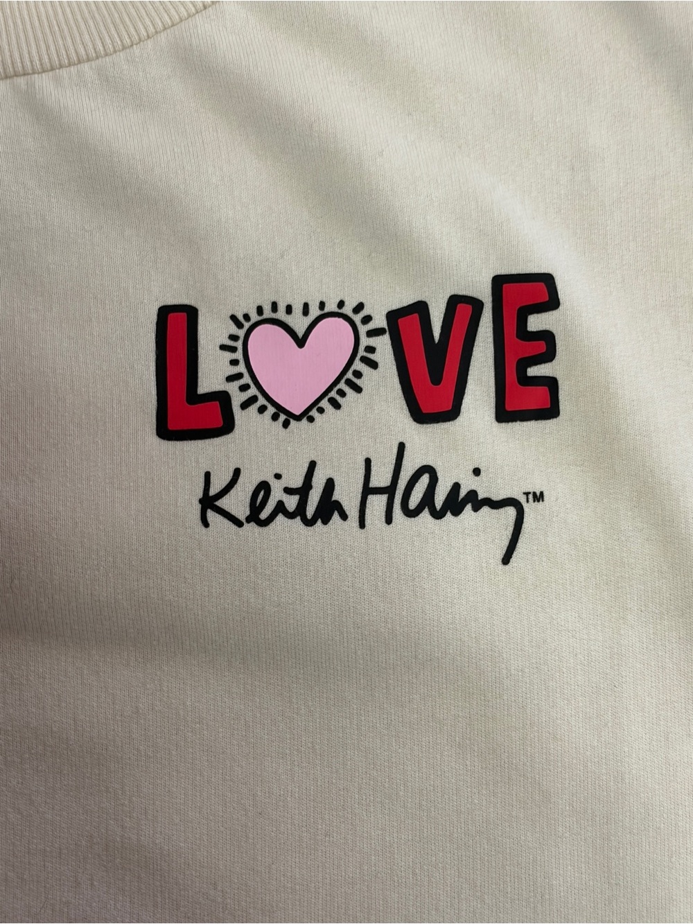 Keith Haring LOVE Heart Graphic Sweatshirt Cream XL Pop Art - Picture 4 of 8